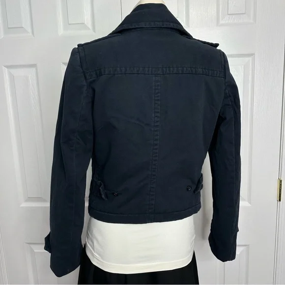 DENIM & SUPPLY RALPH LAUREN cropped blue jean jacket VINTAGE double breasted M - Picture 3 of 11